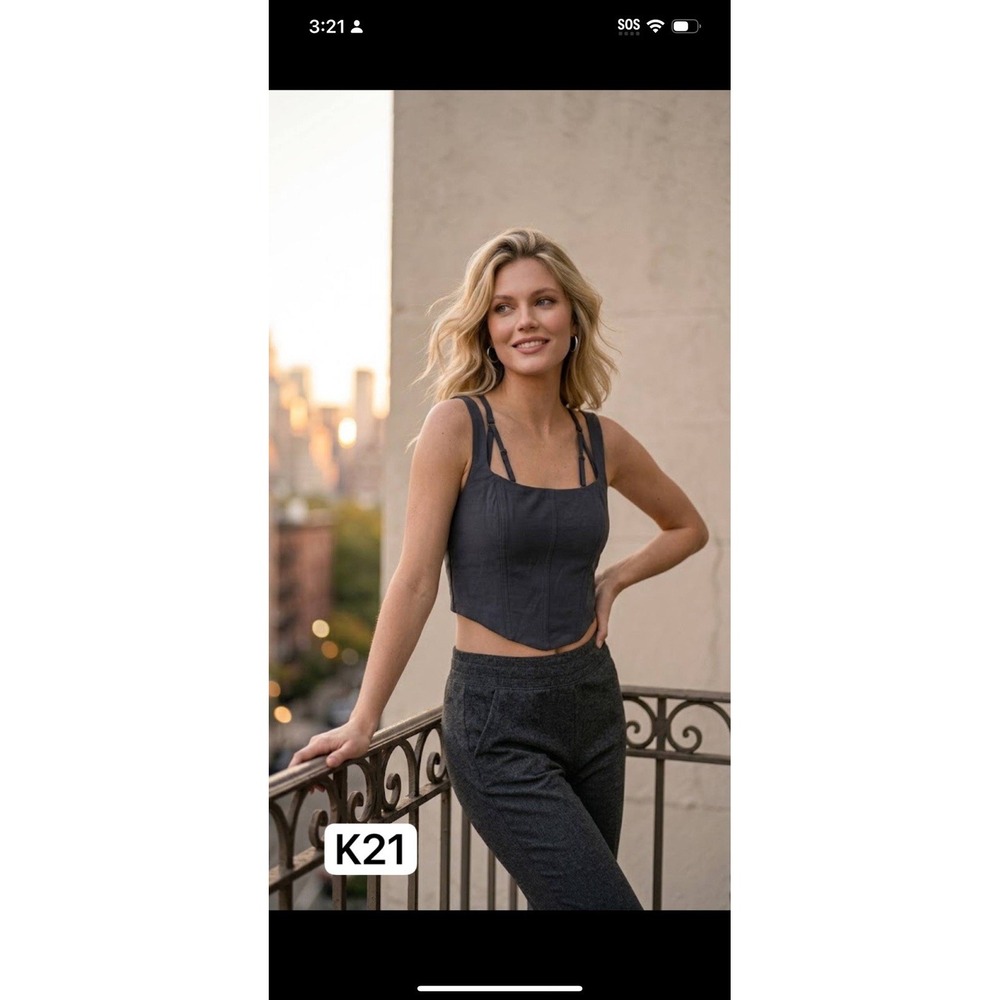 Abercrombie & Fitch Black Square Neck Corset Tank Crop Top XXS